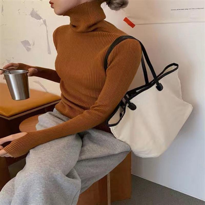 Damen Pullover mit hohem Halsausschnitt zum Stapeln - Eng anliegend, Langarm Strickoberteil für Herbst/Winter 2026