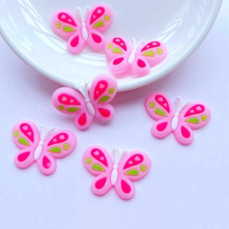 

20pcs Cute Mini Butterfly head PVC flexible glue Flat back DIY Kawaii Scrapbooking Embellishments Diy Accessories H66
