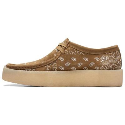 Originals Wallabee Cuir de Chêne Imprimé Bout Rond Chaussures Décontractées Baskets Homme Vert Olive Foncé 261685237
