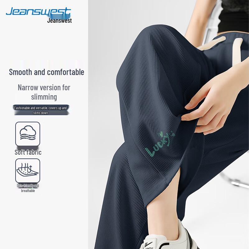 JEANSWEST Women's Autumn/Winter High-Waist Chenille Wide-Leg Pants