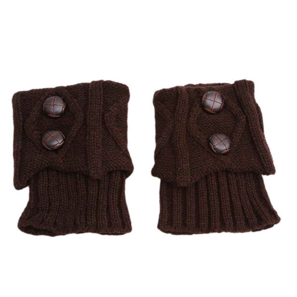 Autumn Winter Women Leg Warmers Socks Solid Color Sports Outdoor Knitted Boot Toppers 2 Button Fashion Boot Cover