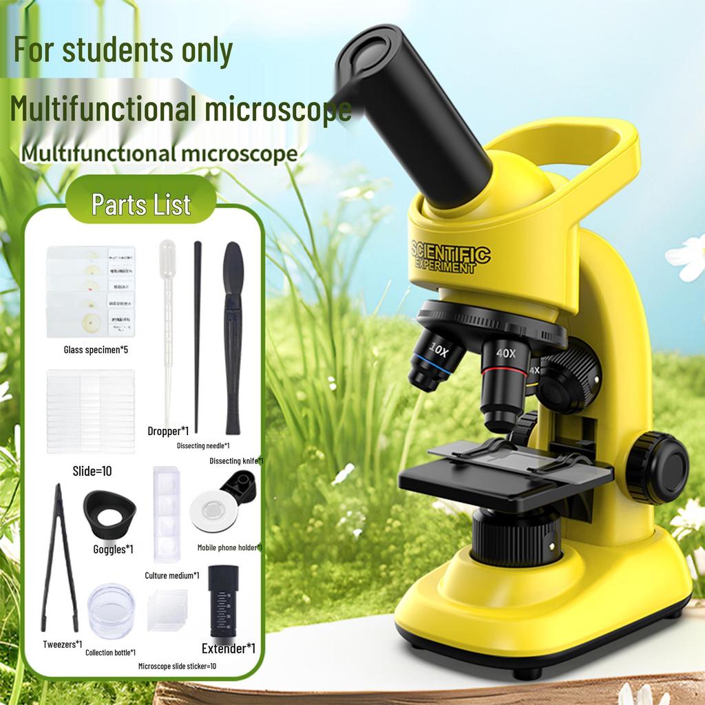 Kit Științific Microscop HD pentru Copii cu Specimene, Mărire 40-16000x, pentru Elevi Primari și Secundari.