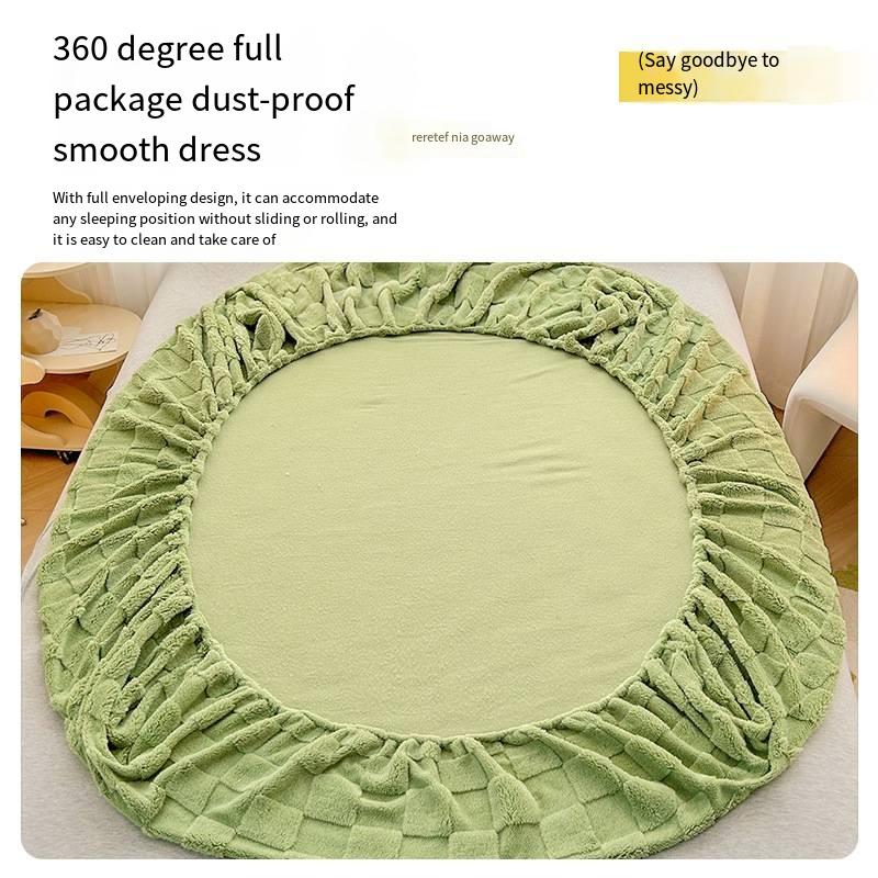 Thickening Soft Warm Fitted Sheet Elastic Mattress Cover Fluffy Coral Fleece Bed Linen Winter Couple Luxury Double Bed Bedding