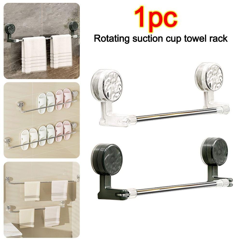 Wall-mounted Suction Cup Towel Rack Rotated Telescopic Towel Bar Towel Holder Hanging Pole