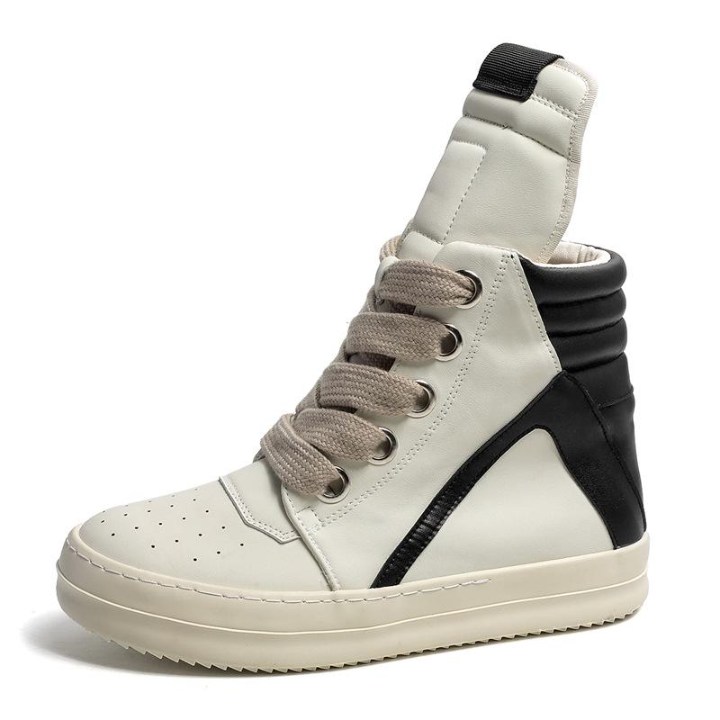 Men's High-Top Trendy Spring Sneakers, European and American Style, Thick-Soled Height-Enhancing Short Boots.