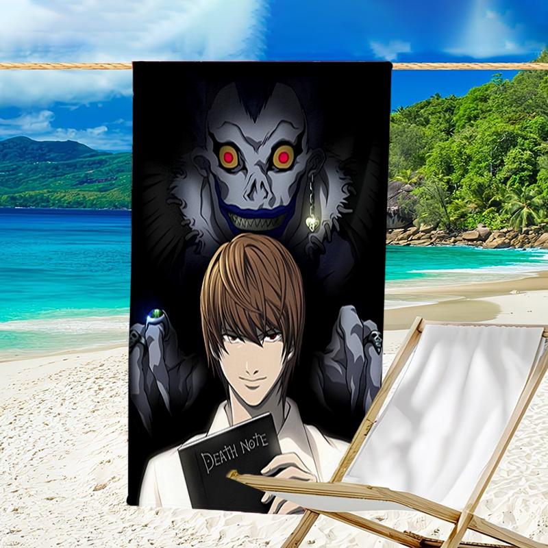 1pc D-Death Note1 Beach Towel, Beach and Seaside Swimming Pool Equipment, Fashion Pattern, Rectangular, Travel Essentials
