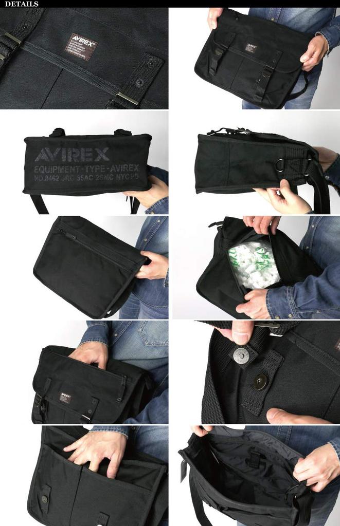 AVIREX Military Shoulder Bag Simple Canvas A4 Size Beige AVX3523, Fabric, Fits,