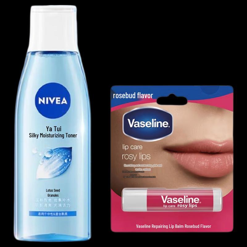 Nivea Moisturizing Toner and Vaseline Lip Balm Set