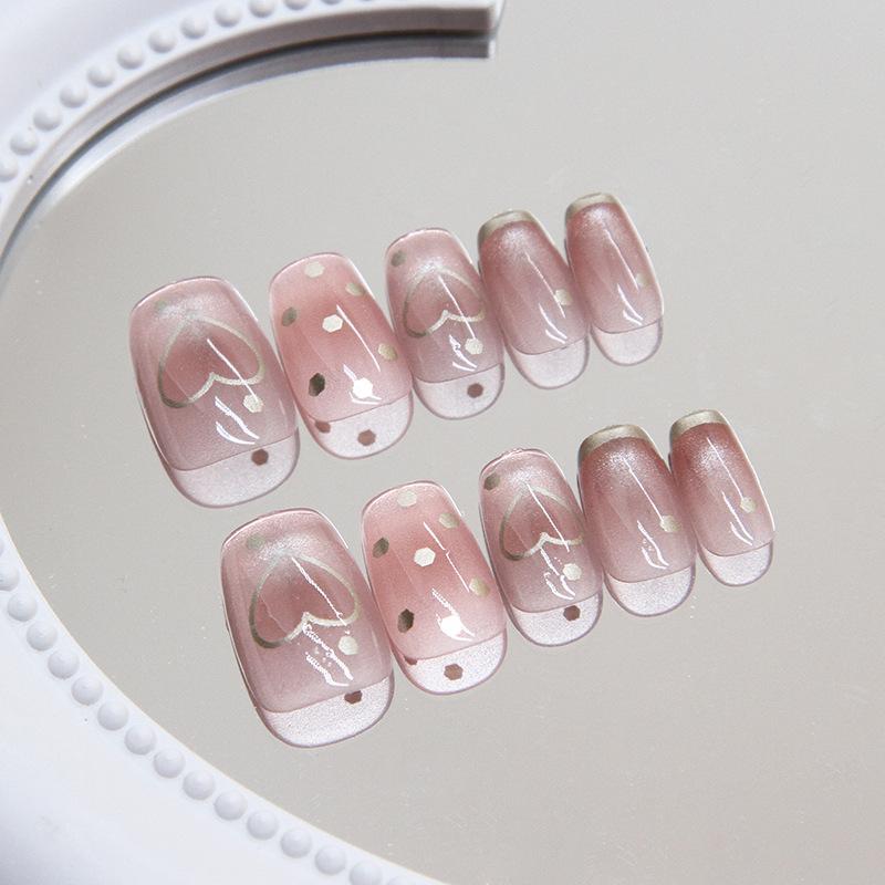 Cat's Eye Wearing Nail Removable Nail Art Piece French Nail Piece Small Short T Love Polka Dot Nail Art Patch 30 Pieces