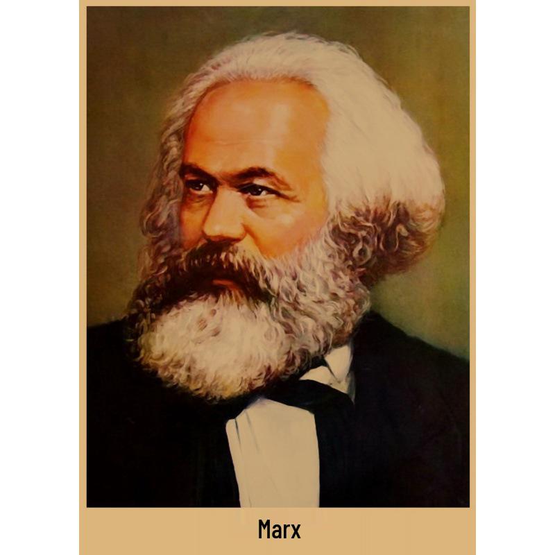 Mao, Zhu De, Lenin, Marx Portrait Poster on Kraft Paper