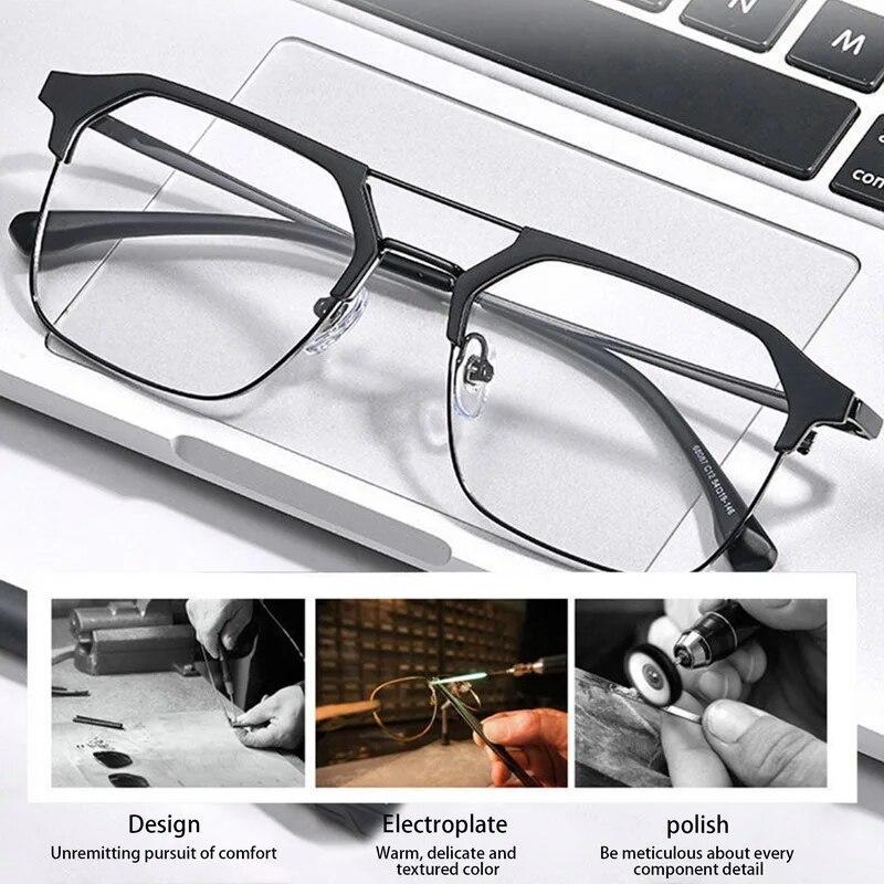 Luxury Square Frame Myopia Glasses Office Women Men Anti-blue Light Near Sight Eyeglasses Unisex Goggles Diopters 0 To -6.0