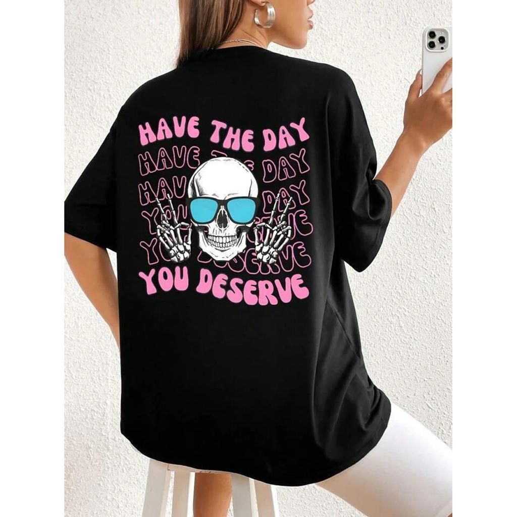 Women's Graphic Print T Shirt Round Neck Half Sleeves Multicolor Top Pack Of 2