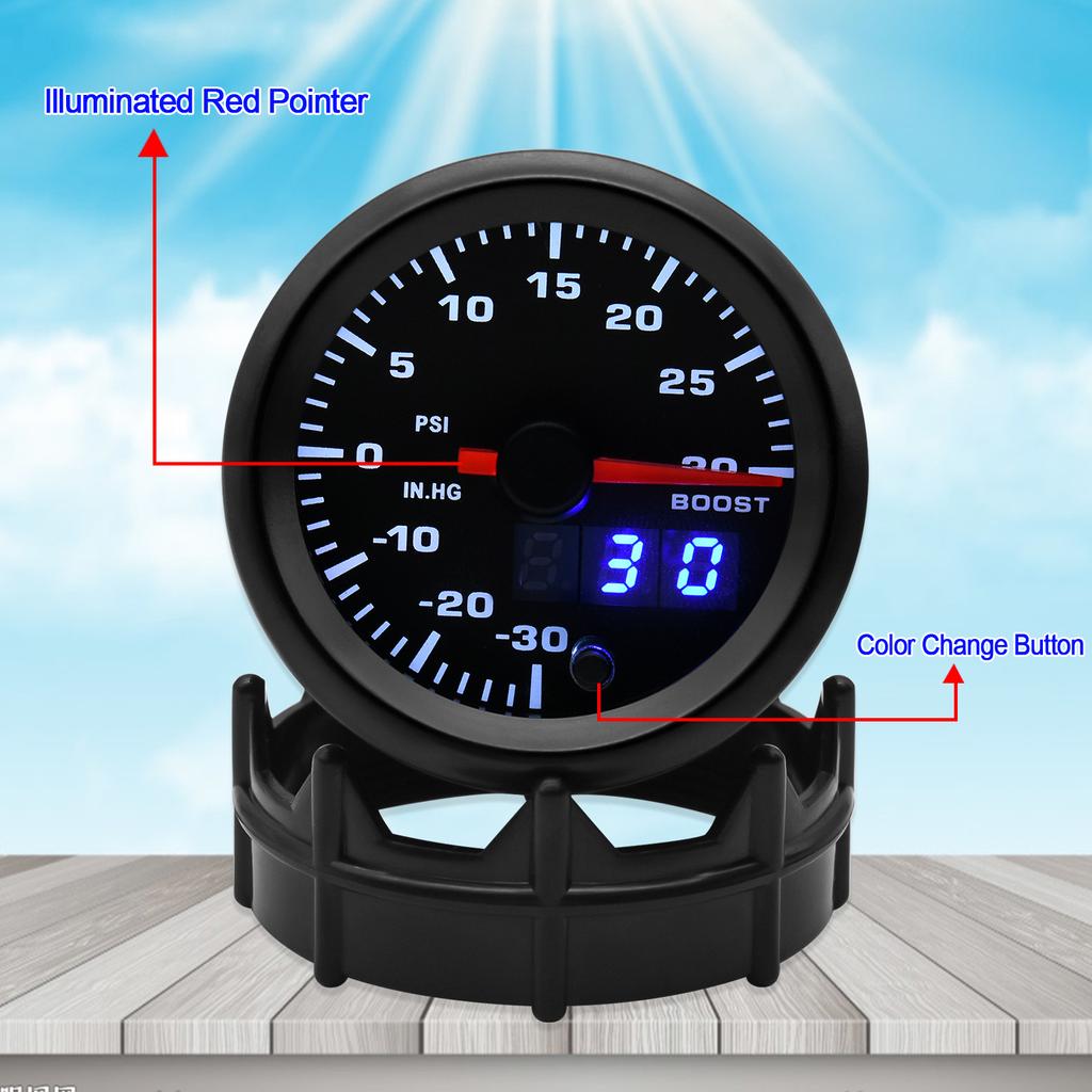 2" 52mm 7 Colors LED Dual Display Oil pressure/Boost PSI/Water temp/Oil temp/Volt/Air fuel Ratio/EGT temp/Tachometer Car Gauge