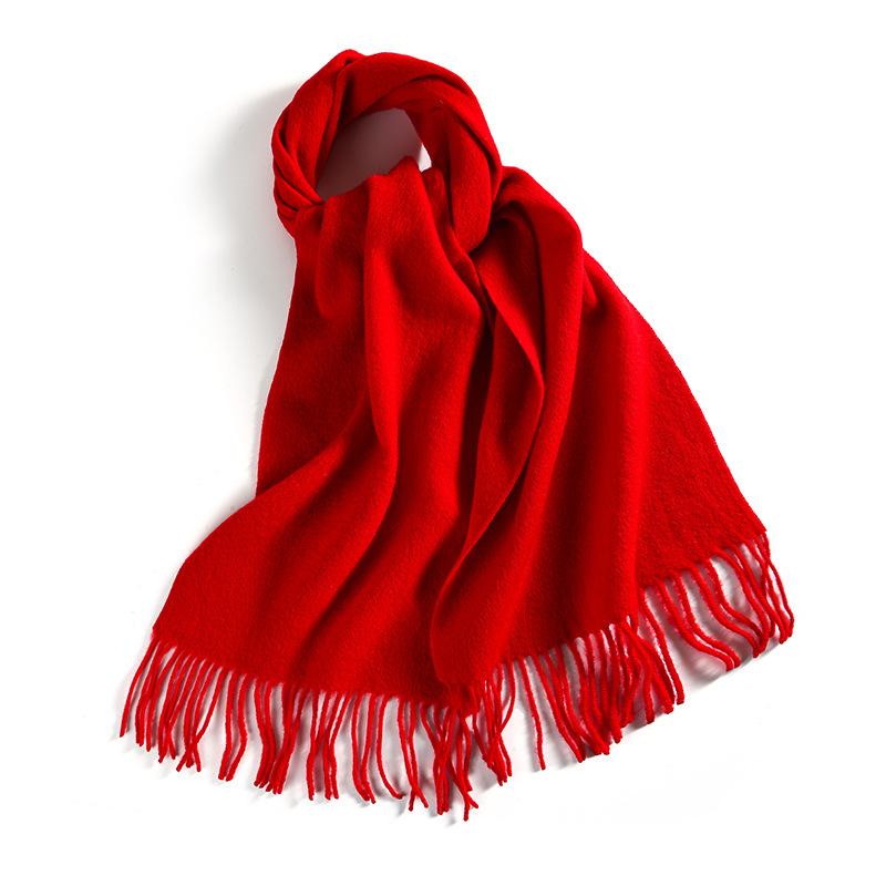 Winter Solid Color Wool Scarf for Women New Versatile Tassel Fashion Warm Neck Scarf Comfortable Real Wool Scarf