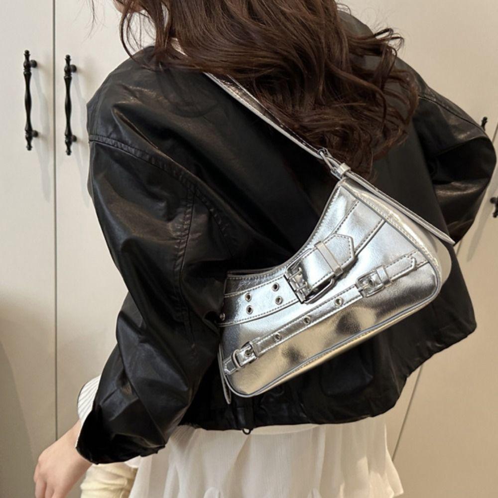 Elegante Y2k Unterarmtasche Pu-Leder Würziges Mädchen Handtasche Straße Gürtelschnalle Schultertasche Outdoor