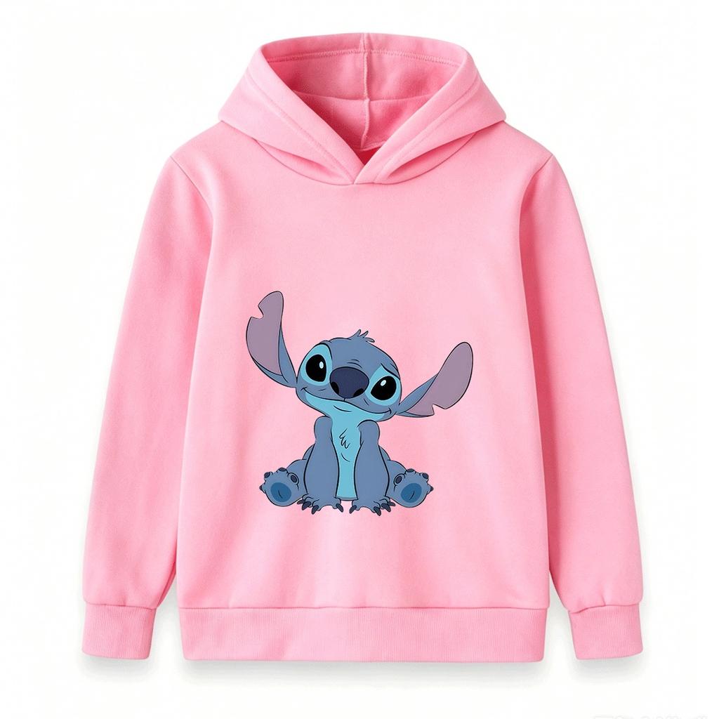 Kids Boys Girls Cute Blue Alien Printed Pullover Hoodie Casual Warm Long Sleeve Hooded Sweatshirt For Daily Wear
