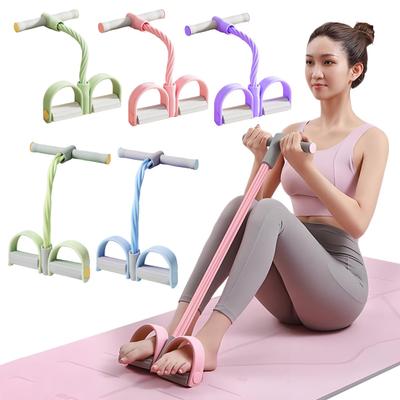 4/6-Tube Pedal Resistance Band with Handle Multifunction Tension Rope Yoga Sit-up Exercise Pedal Puller Men Women Home Gym Workout Equipment