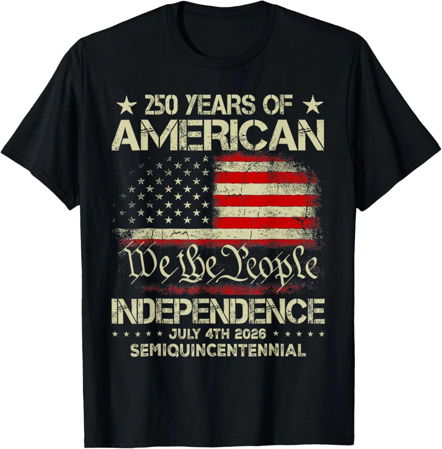 Hot! American 250th Anniversary Heavy Cotton Black All Size T Shirt MM103 S разноцветный