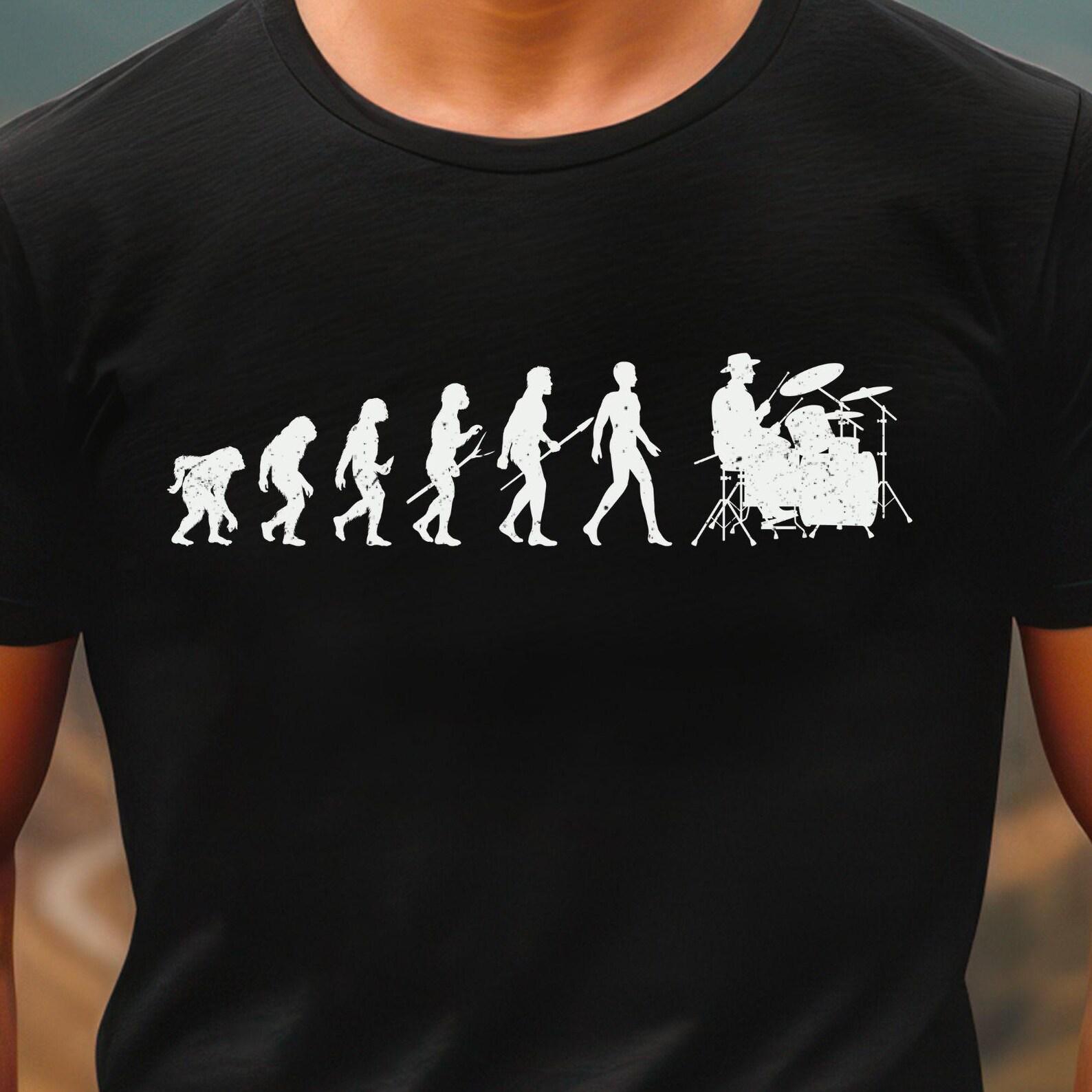 Drummer Evolution Drum Kit Silhouette T-Shirt | Musician Band Tee 3XL