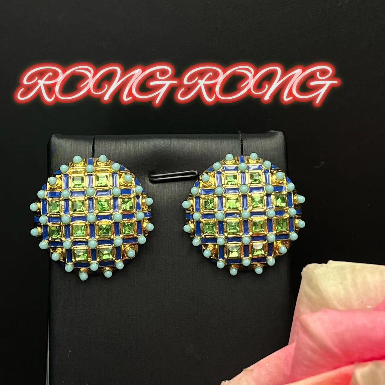 Винтажные Серьги Геометрические Круглые Инкрустированные Легкая Роскошь Европейский Антикварный Простой Характер Средневековый