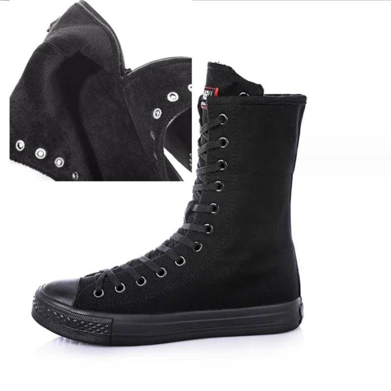 Módní dámské vulkanizované boty Mid Top boční zip plátěné boty dámské taneční prodyšné měkké pohodlné dámské boty tenisky žena