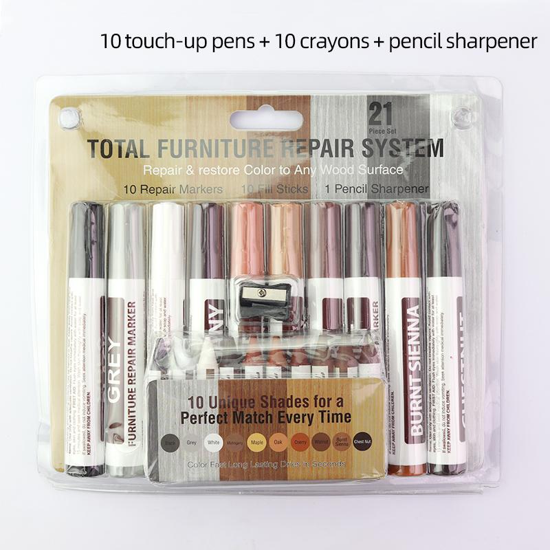 21/6Pcs Furniture Touch Up Kit Markers Amp Filler Sticks Wood Composite Grain Paint Repair Pen Scratches Restore Scratch Patch