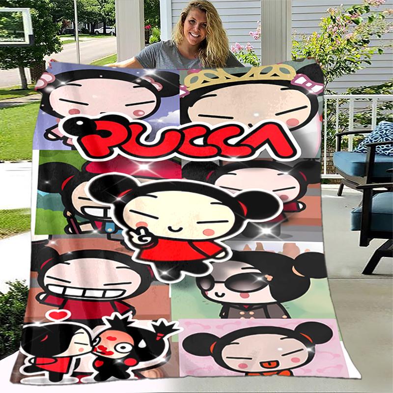 1pc Blanket Pucca1 Print Design, Lightweight Blanket for Sofa, Bed- Soft &Warm, Gift for All Seasons like Christmas, Halloween