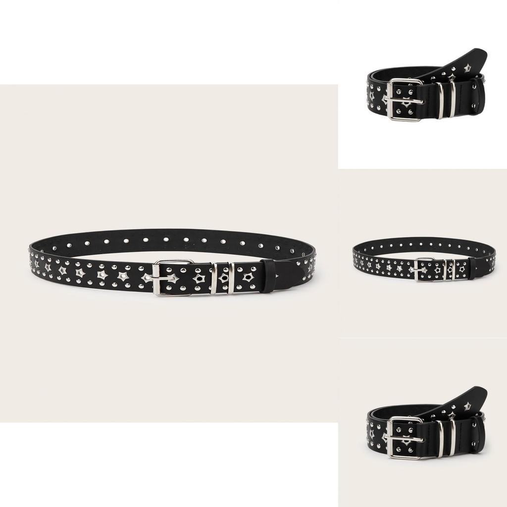 Fashionable Solid Color Star And Rivet Decor Women Casual Belt For Commuter Style And Fashion Accessories