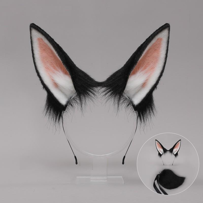 Plush Rabbit Ears Headband Tail Set Cosplay Anime Convention Cute Kawaii Costume Accessory