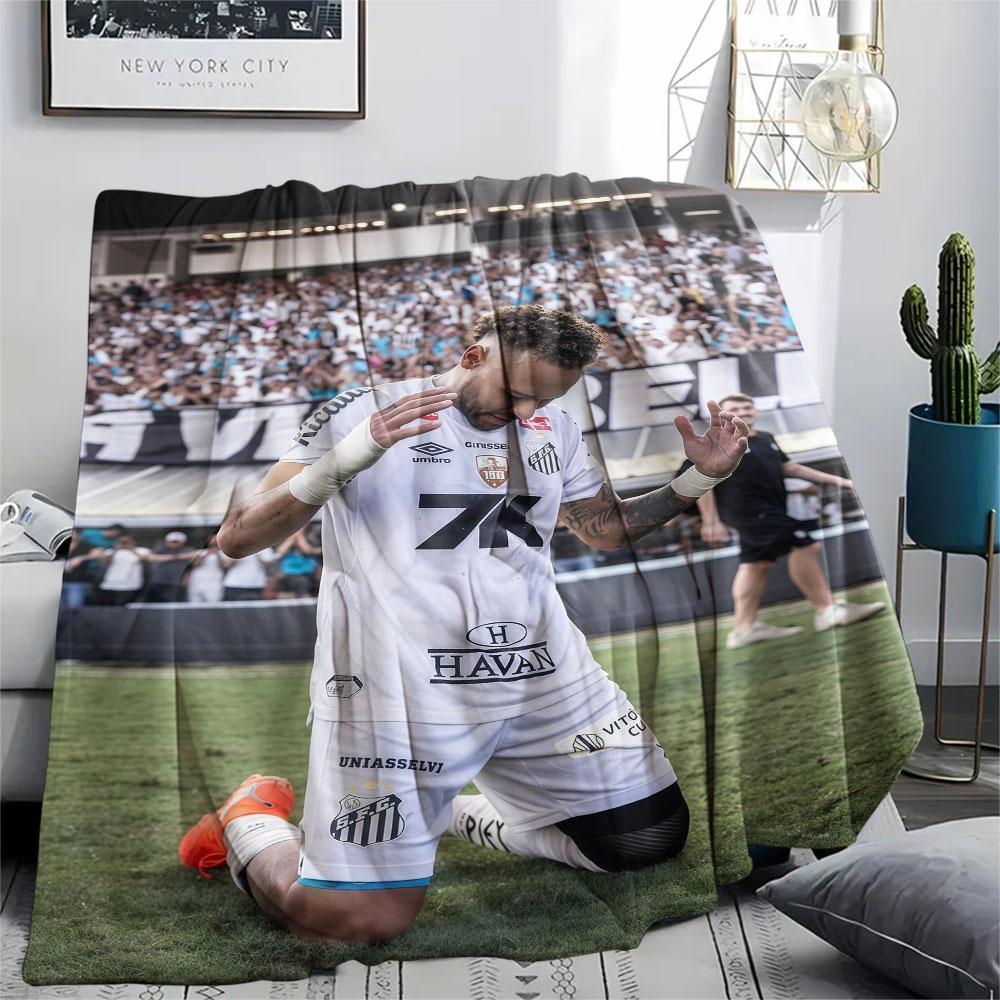 Neymar Kunst Aufdruck Flanelldecke, weiche Überwurfdecke für Schlafzimmer Sofa, waschbar, Fanartikel, tolles Geschenk.