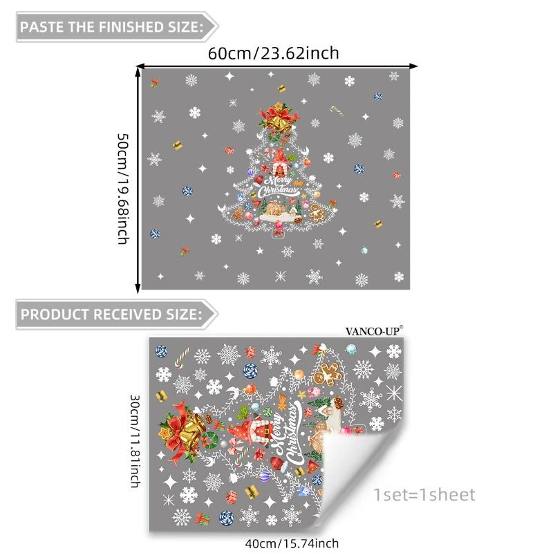 Christmas Cute Cartoon Snowflake Santa Claus Window Stickers New Year Festival Decals for Bathroom Glass Door Xmas Home Decor