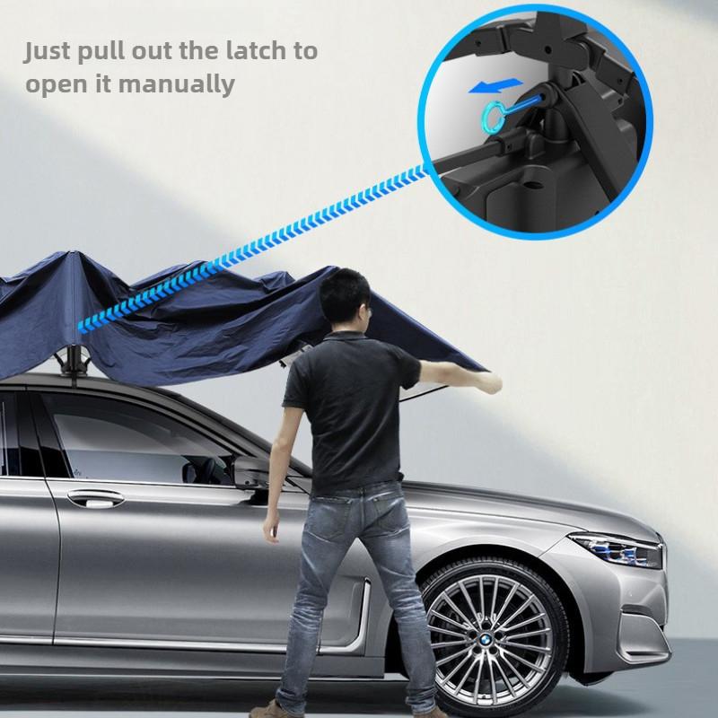 Semi / Fully Automatic Car Sunshade Oversize Mobile Windproof Hail Proof Car Canopy Car Sunshade Umbrella