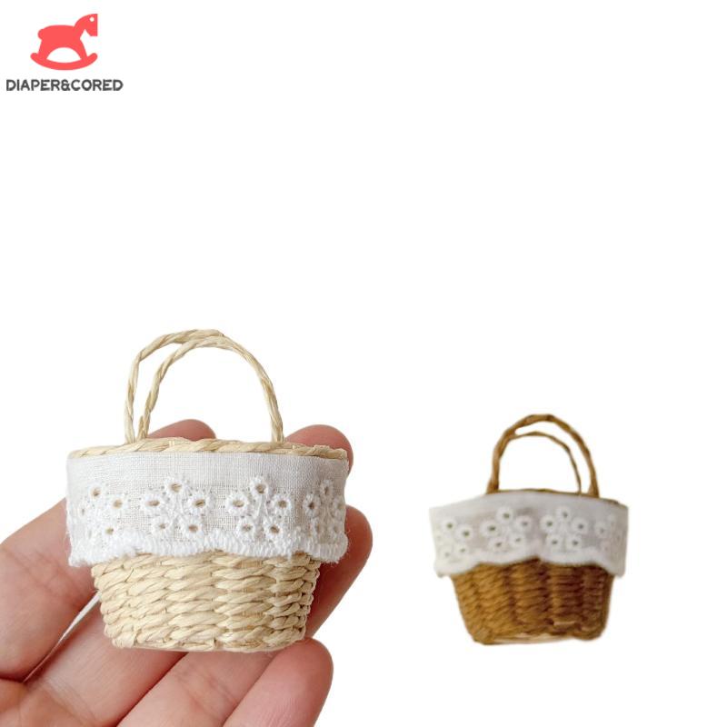 1:12 Puppenhaus Miniatur Mini Rattan Korb Dekokorb Möbel Heimmodell Dekor Spielzeug Puppenhaus Zubehör