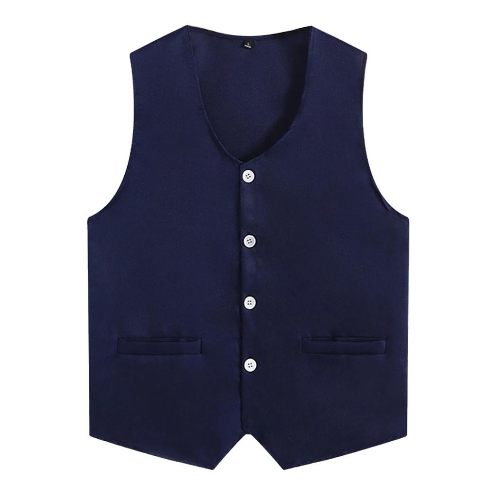 Womens Mens Button Vest Uniform Adult Waiter Bartender Work Uniform Unisex Volunteer Activity Vest Waistcoat