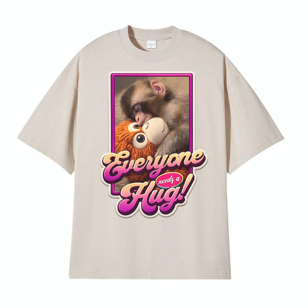 Punch The Funny Monkey Grafik T-Shirt Herren Damen Kleidung Baumwolle Hohe Qualität Rundhals-T-Shirts Übergroß Vintage Humor T-Shirts