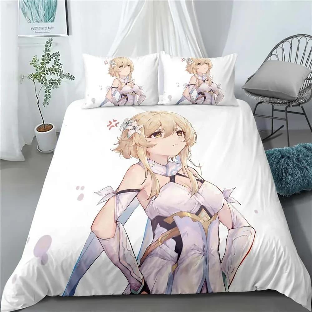 Nové anime Genshin Impact 3D tištěné ložní prádlo King povlak na přikrývku povlak na polštář povlak na peřinu ložní prádlo bytový textil