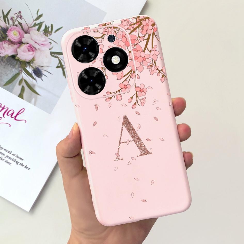 For Tecno Spark Go 2024 Case BG6 Cover Cute 26 Letters Crown Silicone Phone Cases For Tecno SparkGo 2024 Bumper Shockproof Funda