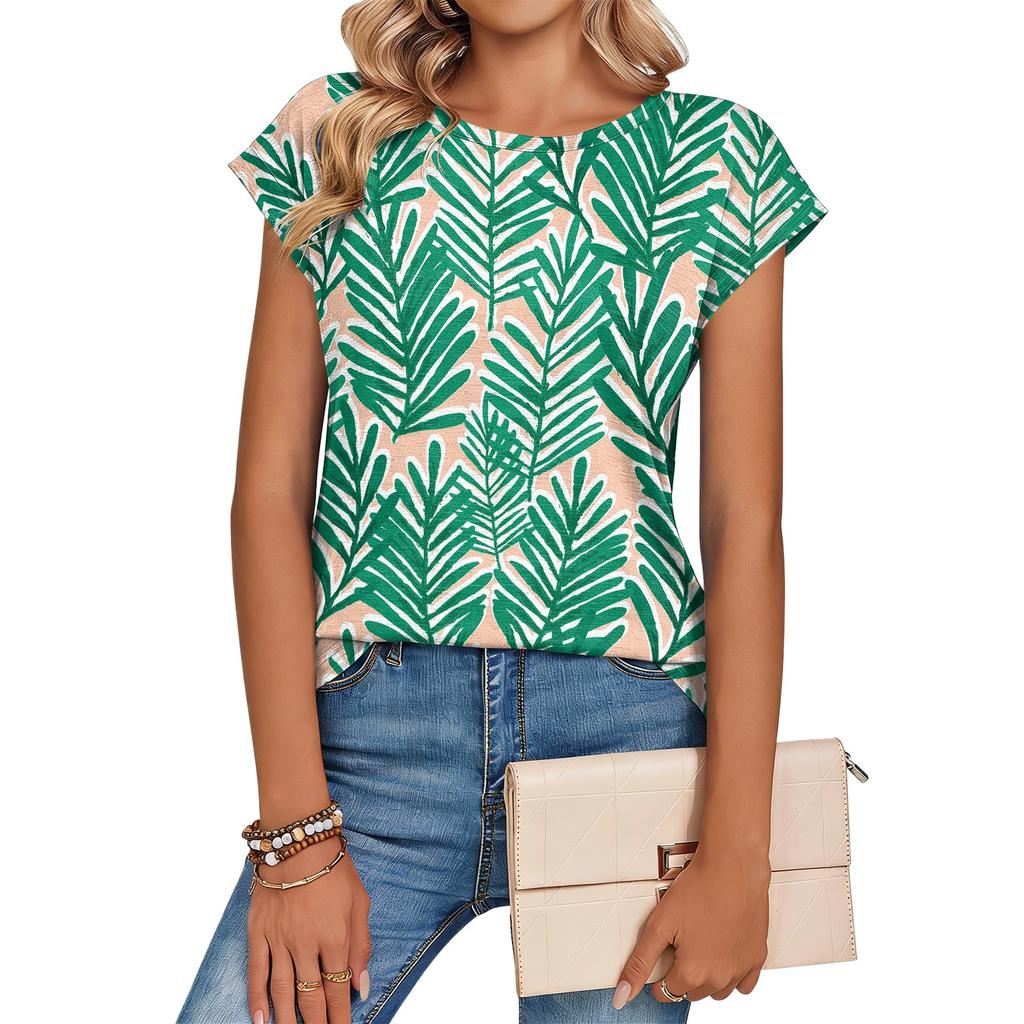 Damen Modisches Lässiges Retro-Print T-Shirt mit lockerem Schnitt