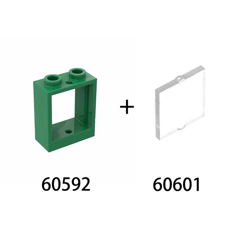 20pcs MOC Parts 60592 60601 Window Transparent Glass 1 X 2 X 2 Flat Front Compatible Brick DIY Building Block Children's Toy