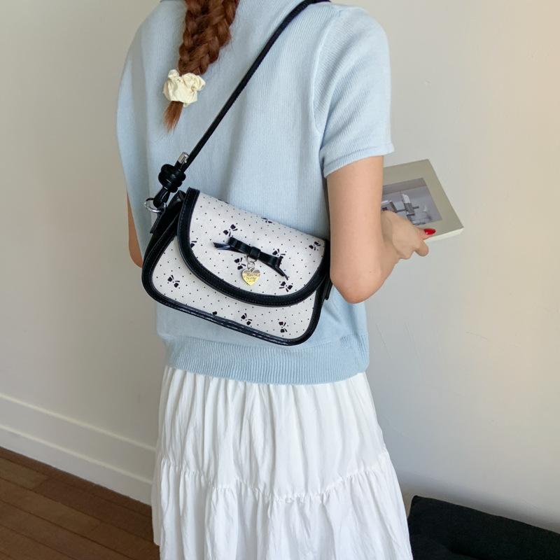 Polka Dot Schwarzer Stil Einseitige Unterarm-Umhängetasche Modisch Vielseitig Trend Einfach Lässig Originell Nischen-Tasche