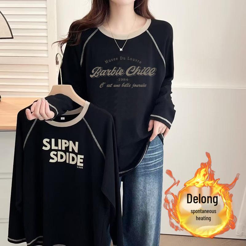

2024 Women s Double-Sided Velvet Long-Sleeve T-Shirt - Chic Autumn/Winter Inner Wear, Versatile, Ins Style M for 100-115 jin