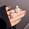Flower Pearl Earrings Women's High-end Light Luxury Earrings 2023 New Fashion Celebrity Temperament Retro Foreign Style Earrings