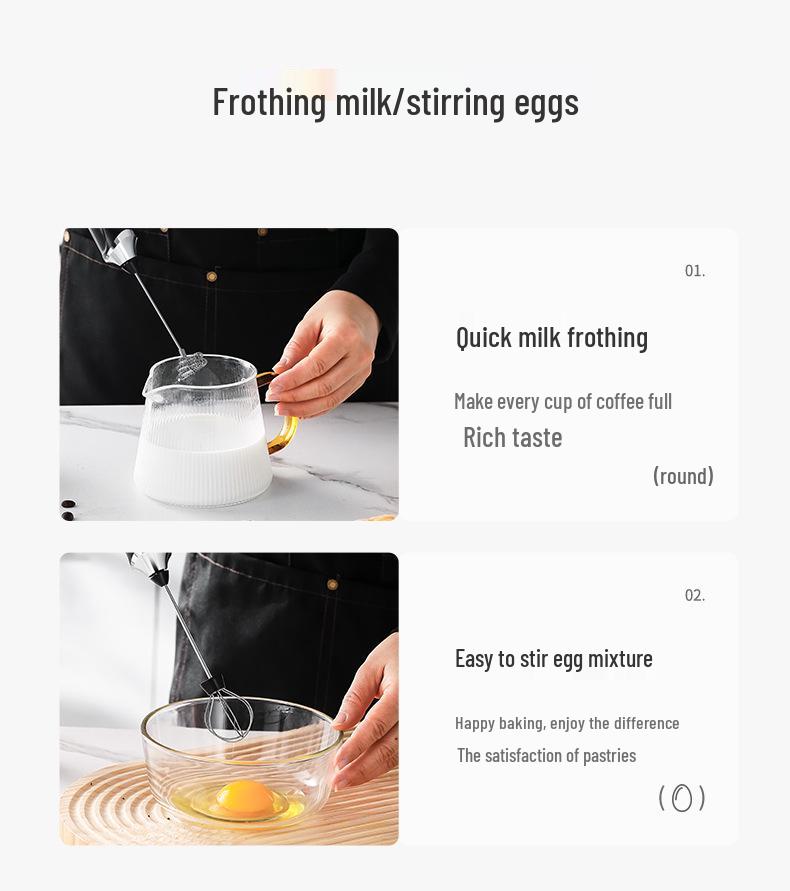 Electric Milk Frother & Mini Mixer for Protein Shakes and Coffee Foam