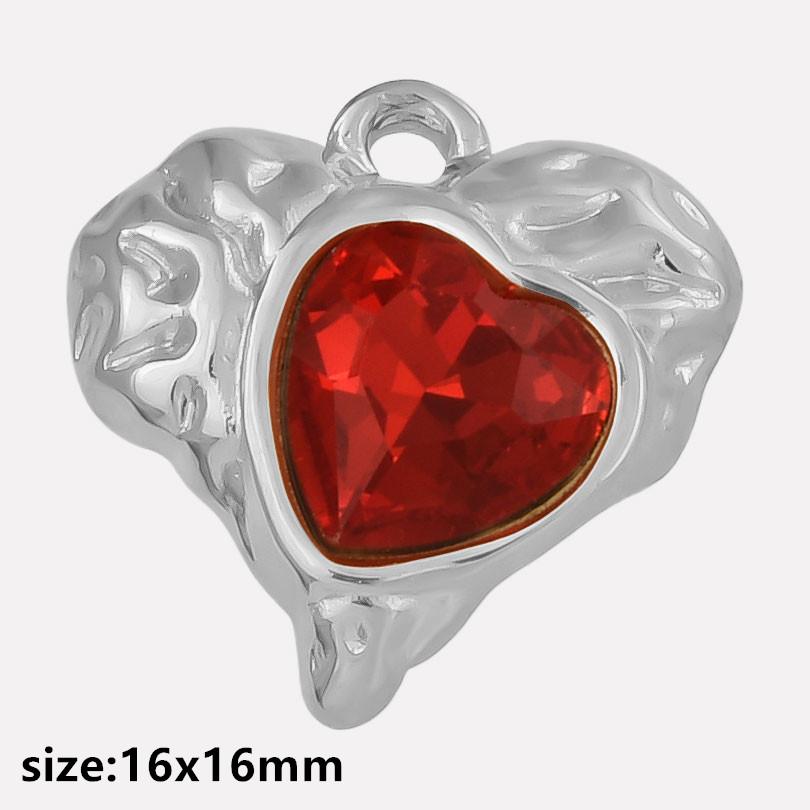 2 Stück Roter Emaille/Strass Liebe Anhänger Edelstahl Herz Charm Für Schmuckherstellung Zubehör Großhandel Steampunk Öl Tropfen Charms