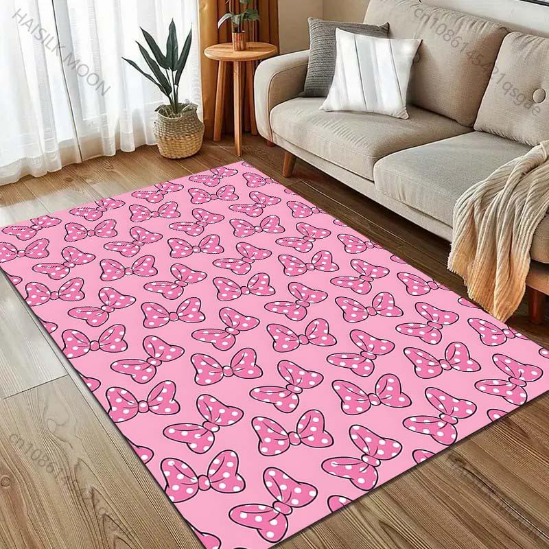 

Cute Pink Bow Pattern Carpet for Bedroom Living Room Bedside Sofa Floor Mat Modern Home Decor Area Rug Luxury Gift 40x60cm (16x24in)