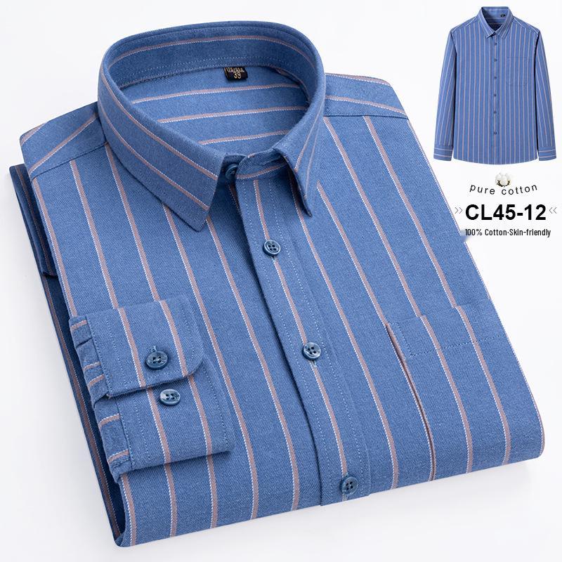 Camicia a maniche lunghe a quadri da uomo taglie forti in puro cotone (Taglie 38-46) - Abbigliamento Casual Business Autunnale