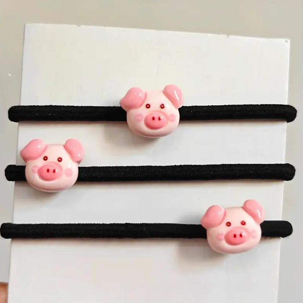 Confezione da 3 Elastici per Capelli Maialino Cartone Animato Morbidi Elastici Scrunchies con Adorabile Design Animale per Donne Ragazze Bambini Uso Quotidiano