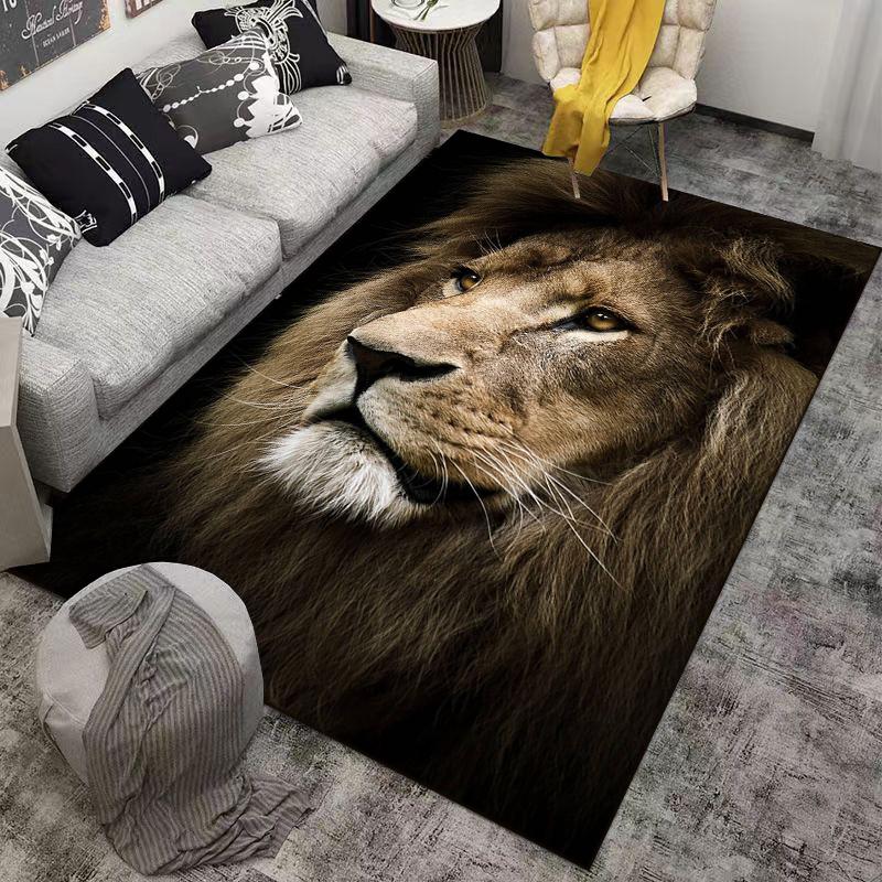 Realistic Lion Head Portrait with Majestic Mane Print Rug Design Brown Yellow Style Suitable for Use As an Anti-slip    for    Room and Bedroom Sofas