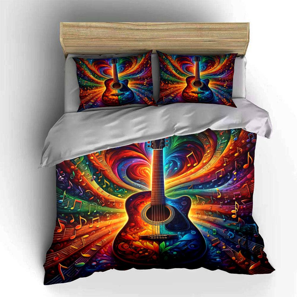Colorful Music Art Decor Set Soft Comfortable Duvet Cover Bedding Set Included 1*Duvet Cover & 2*Pillowcases, Gift
