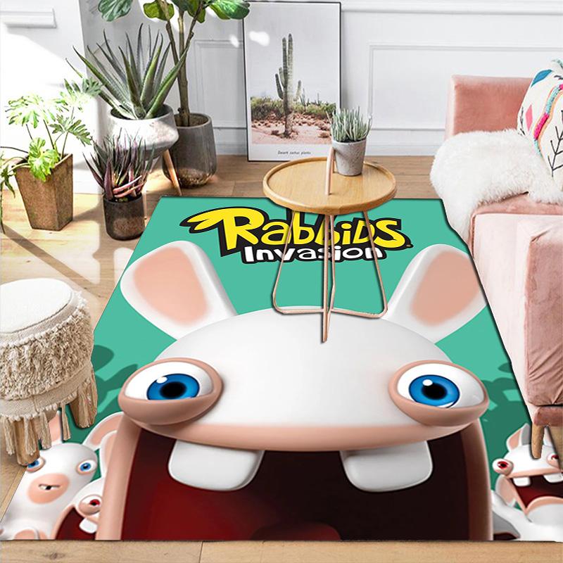 Raving Rabbids (Big-eyed rabbit) Rug Floor Mat for Living Room or Bedroom Soft and Comfortable Carpet a Gift for Birthday and Holiday.